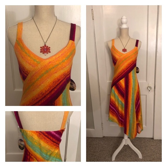 BeBop asymmetric blur strip maxi dress - Picture 2 of 7